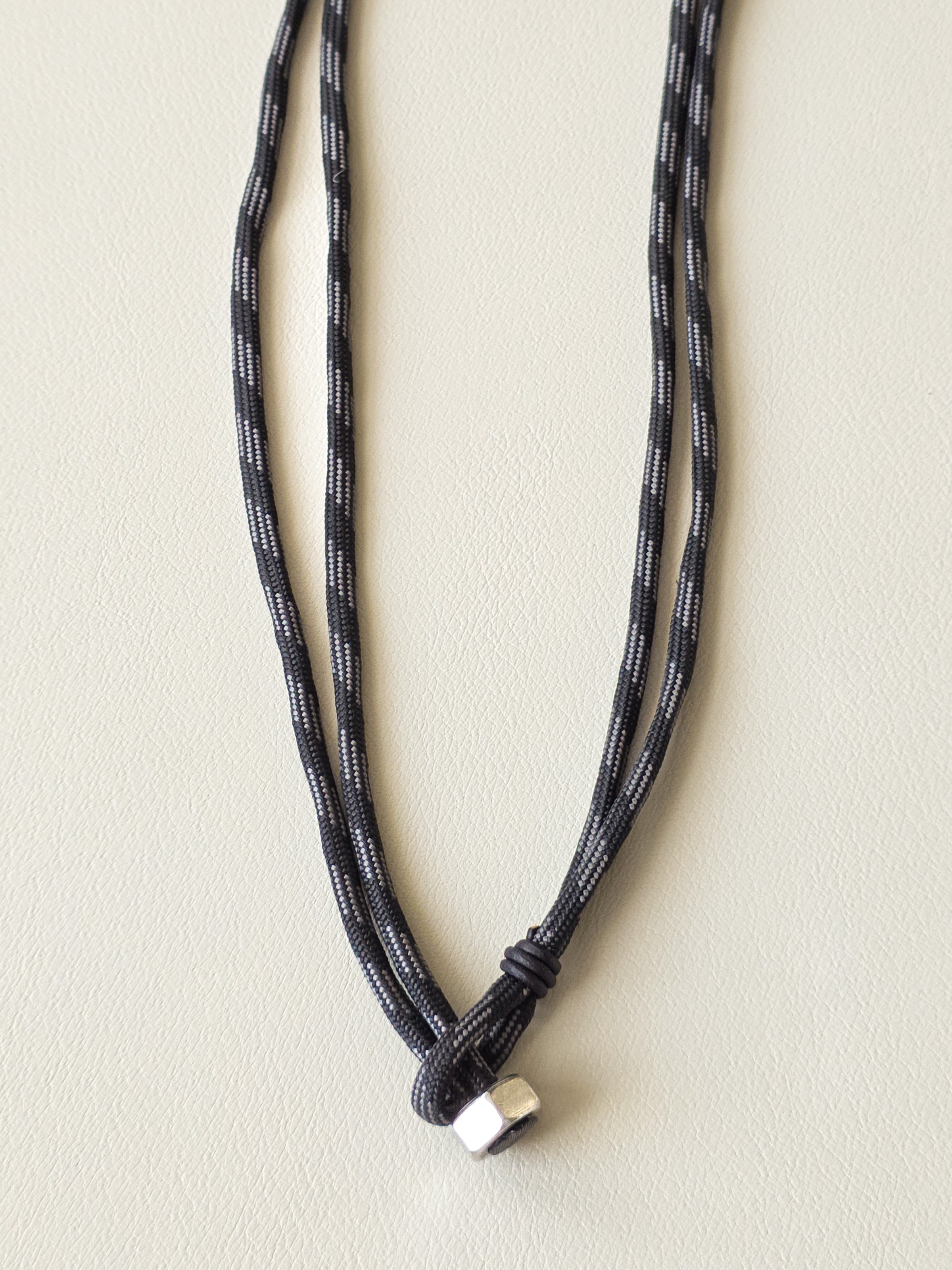 Stainless Steel Grey Stripe All Business Paracord Necklace