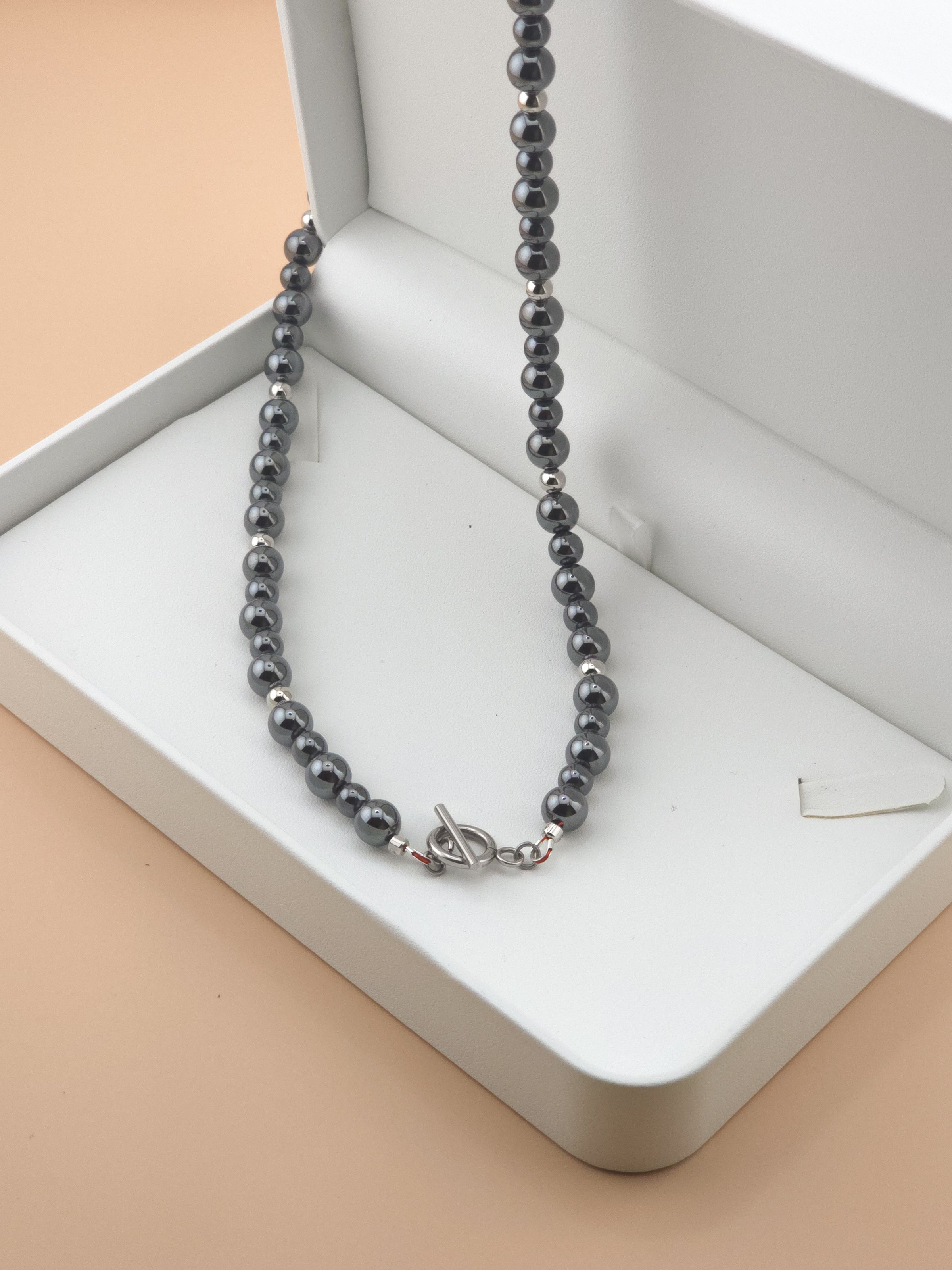Stainless Steel Hematite Toggle Necklace