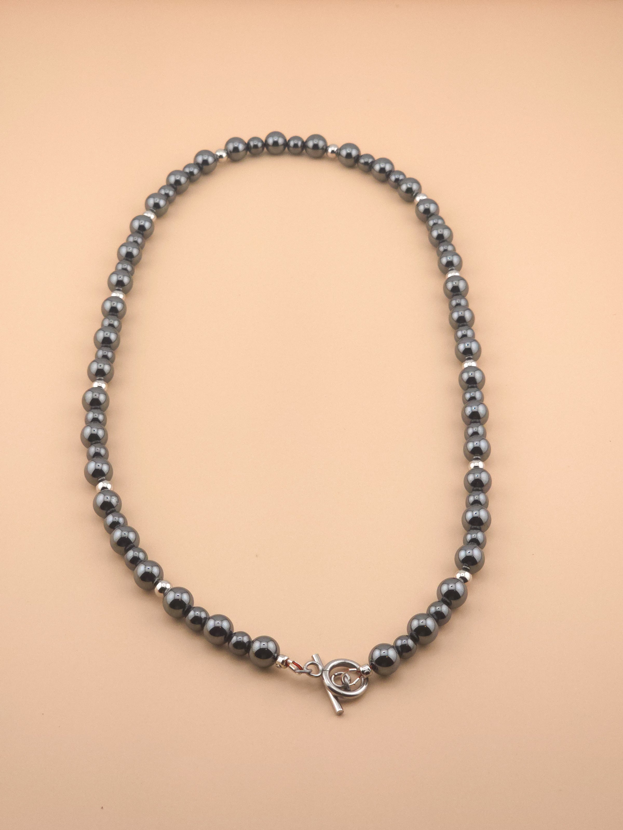 Stainless Steel Hematite Toggle Necklace