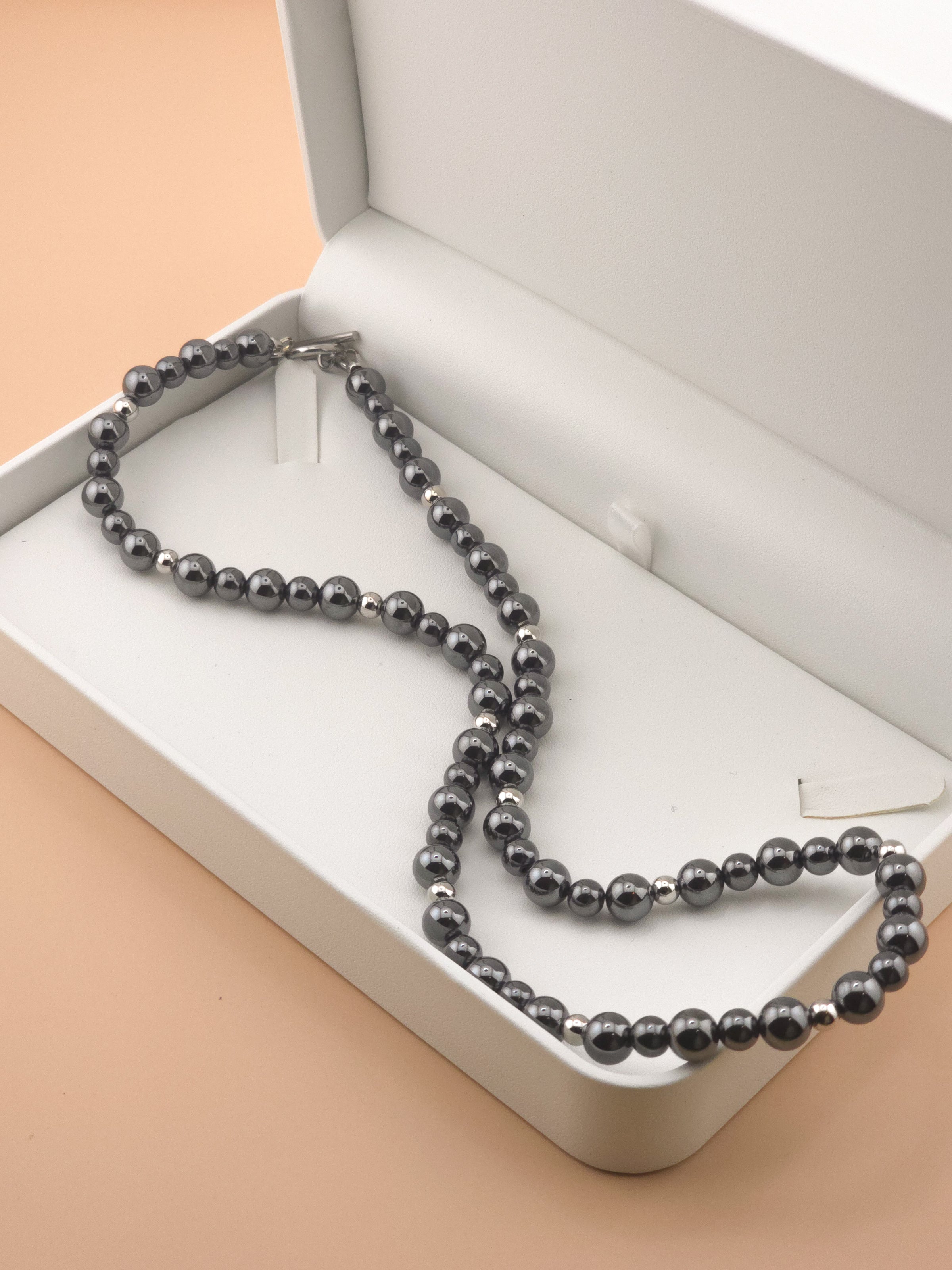 Stainless Steel Hematite Toggle Necklace