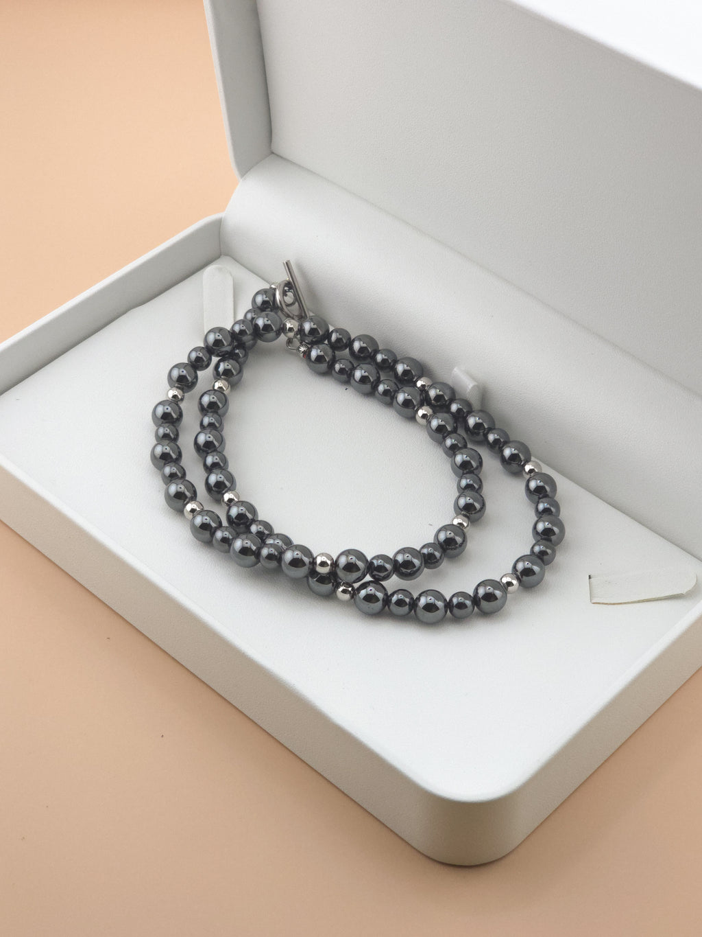 Stainless Steel Hematite Toggle Necklace