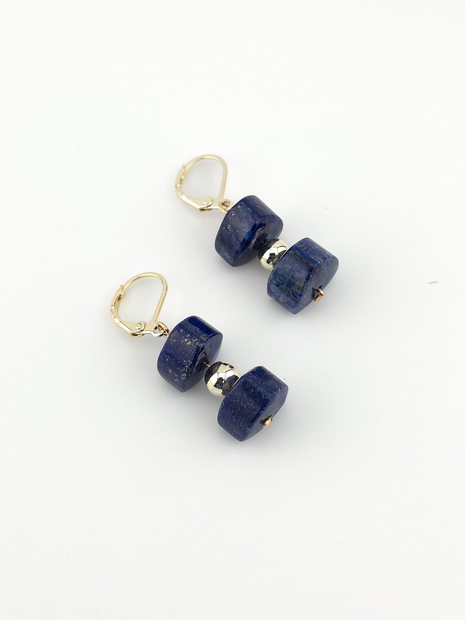 Lapis Column & Gold Filled Earrings