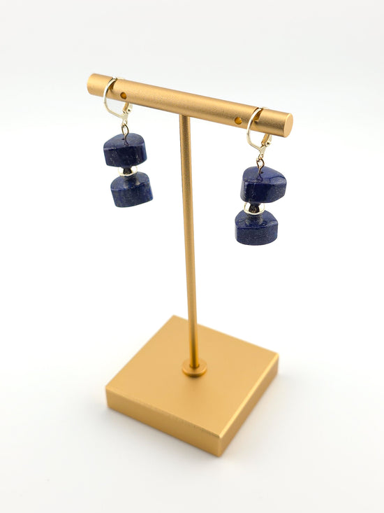 Lapis Column & Gold Filled Earrings