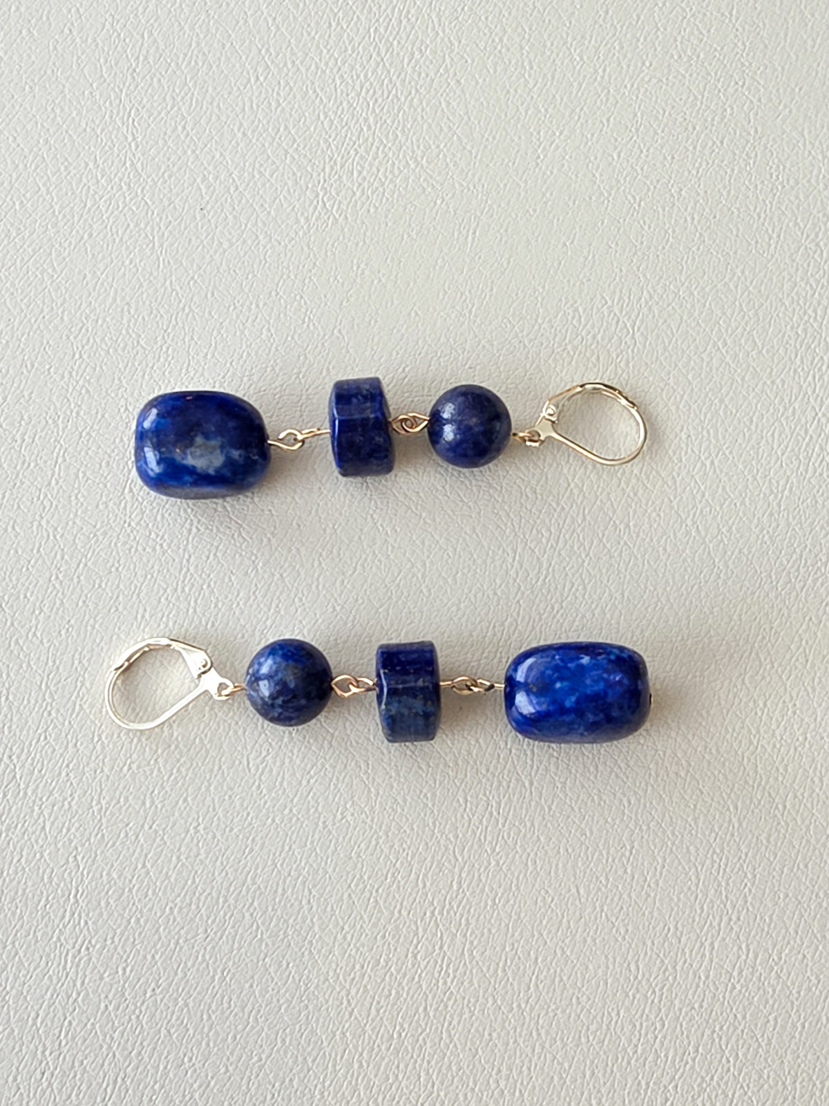 Lapis Stacked Stone Earrings