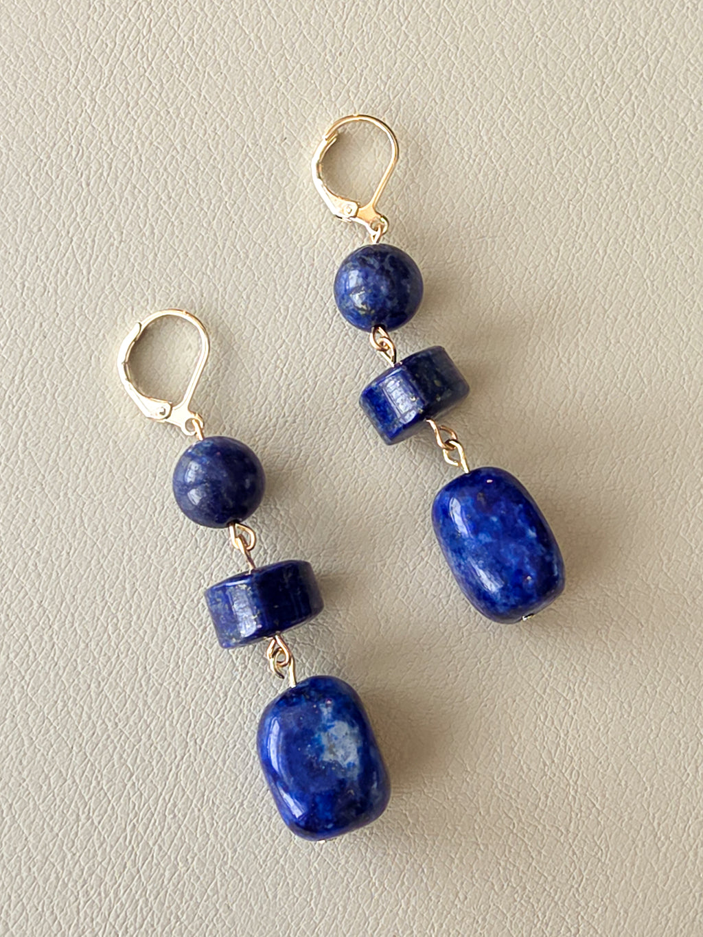 Lapis Stacked Stone Earrings