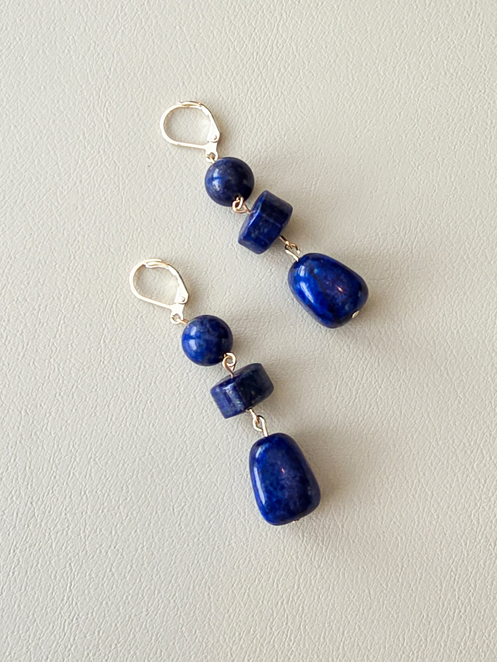 Lapis Stacked Stone Earrings
