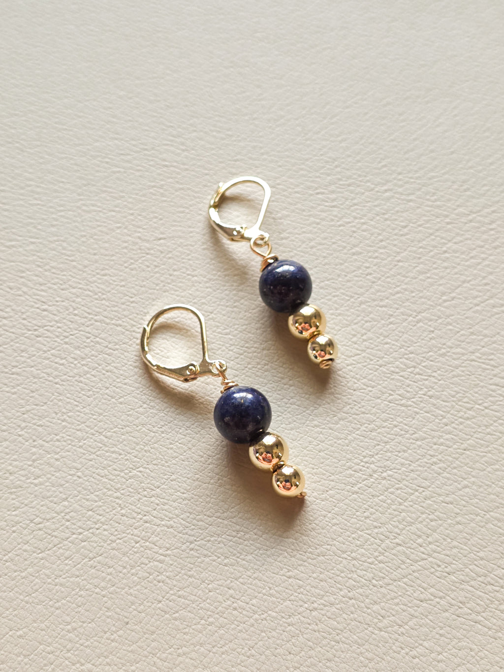 Pair of 14k gold filled earrings with Lapis stone