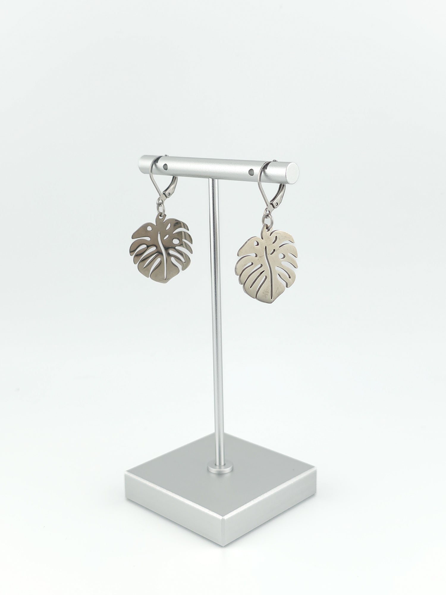 Stainless Steel Monstera Earrings
