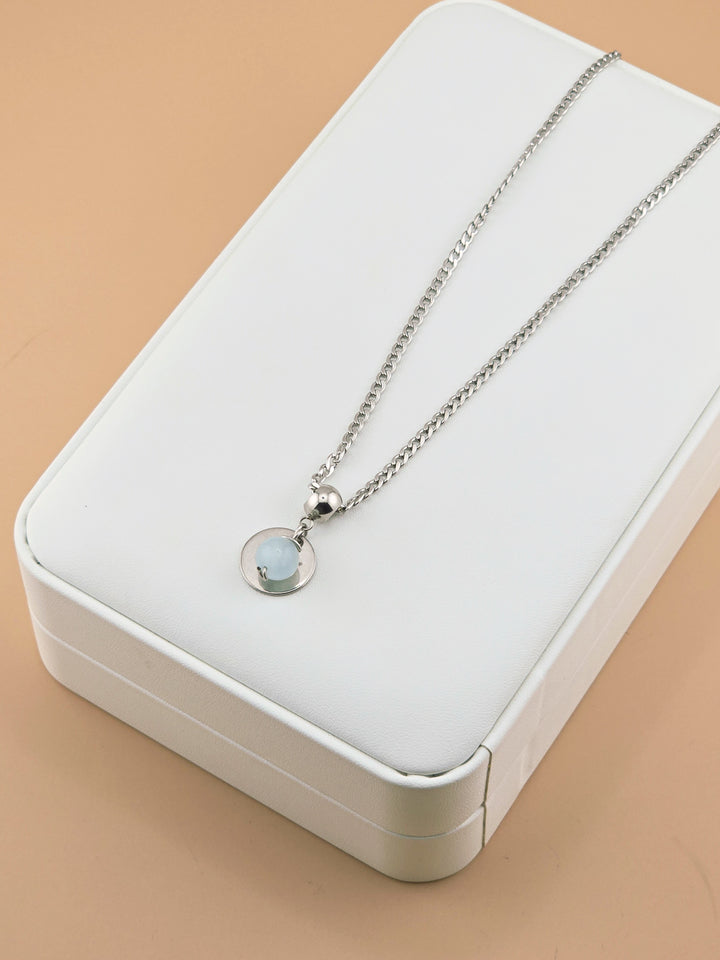 Aquamarine Silver Pendant Necklace