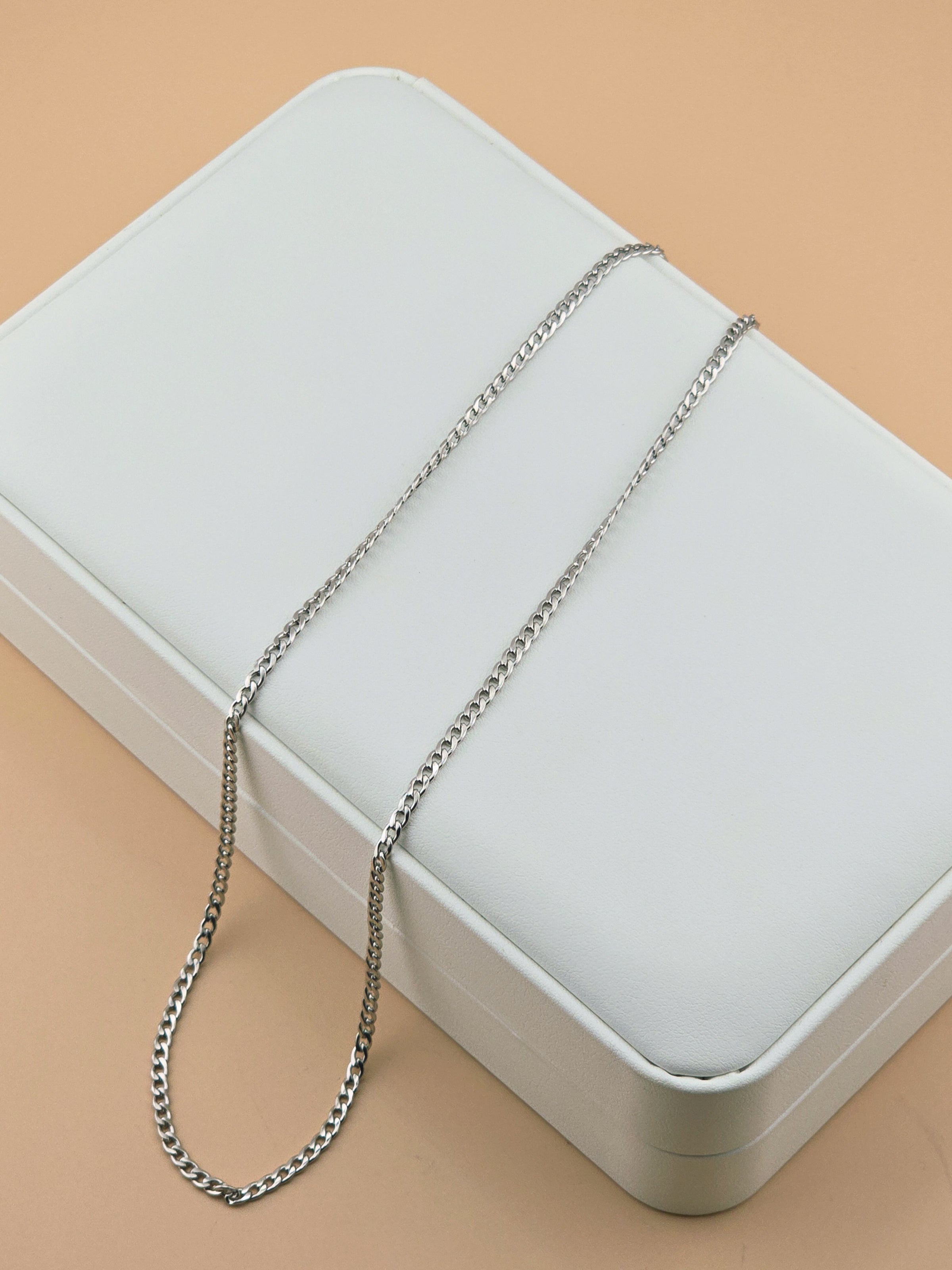 Steel Edge Flat Curb Chain Necklace