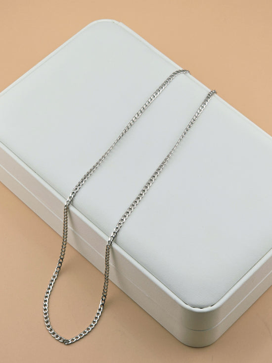 Steel Edge Flat Curb Chain Necklace