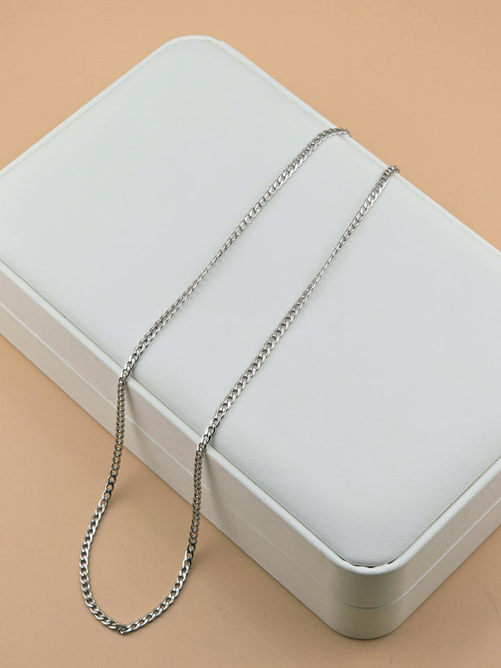 Steel Edge Flat Curb Chain Necklace