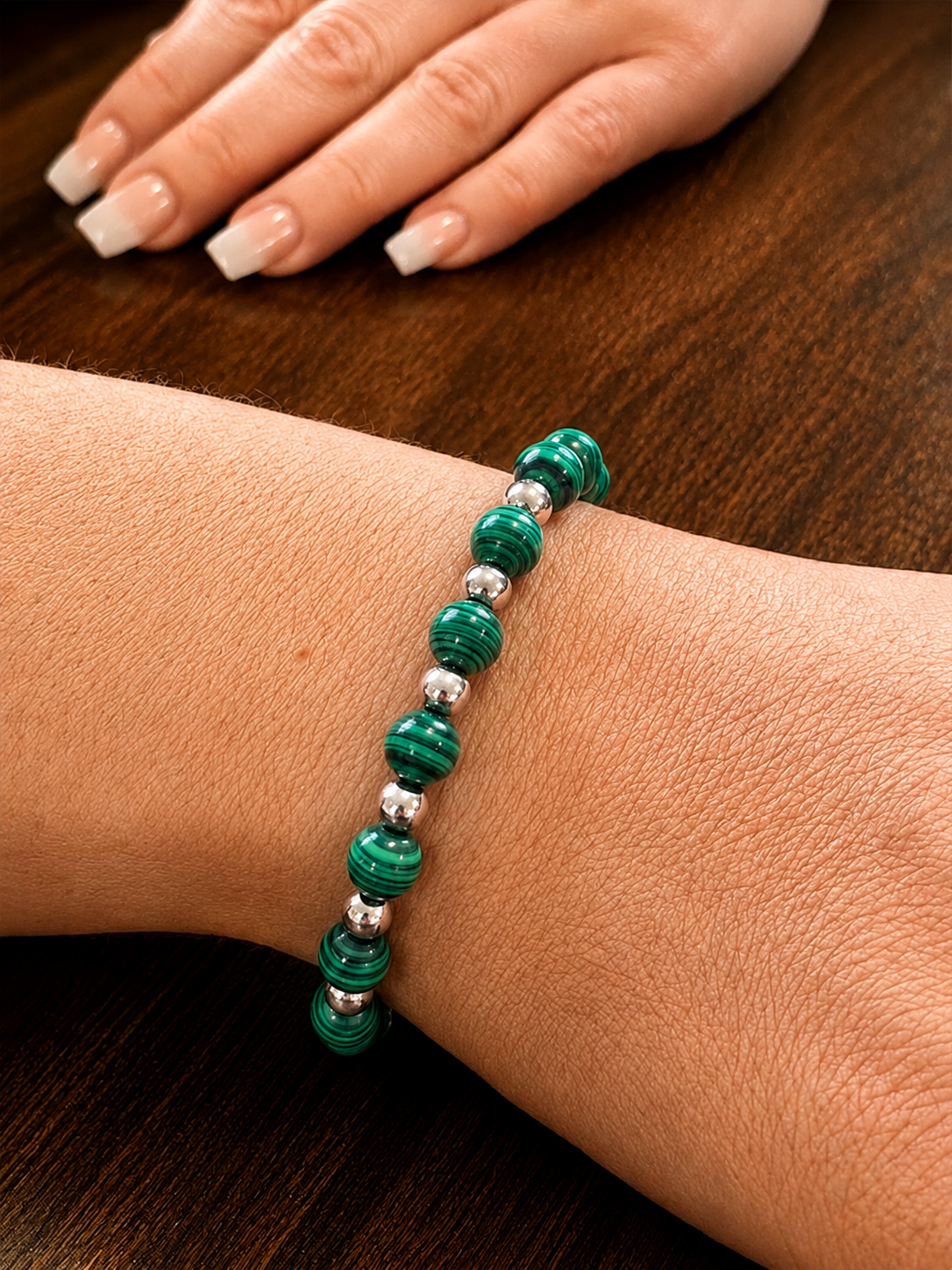 Malachite Gemstone Beaded Bracelet
