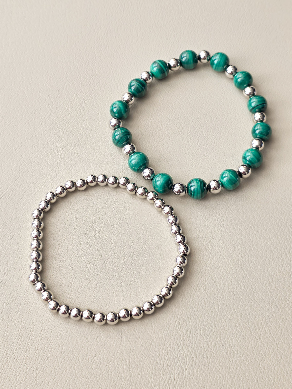 Malachite Bracelet Stack | Silver-Filled