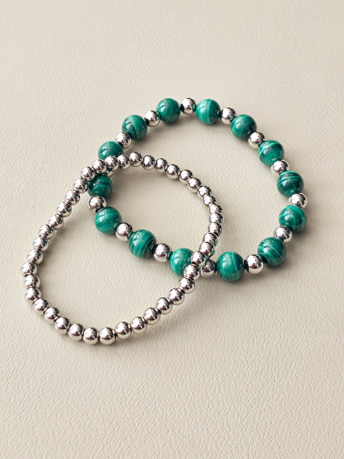 Malachite Bracelet Stack | Silver-Filled