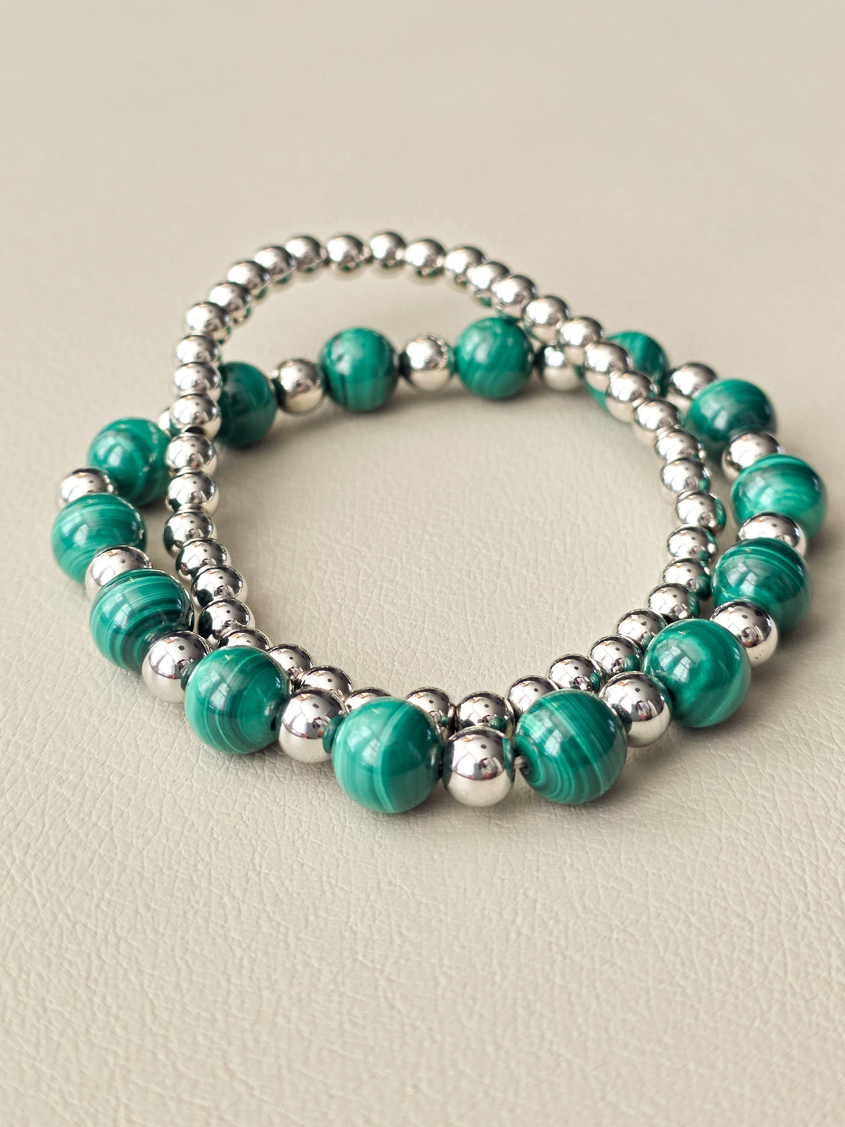 Malachite Bracelet Stack | Silver-Filled