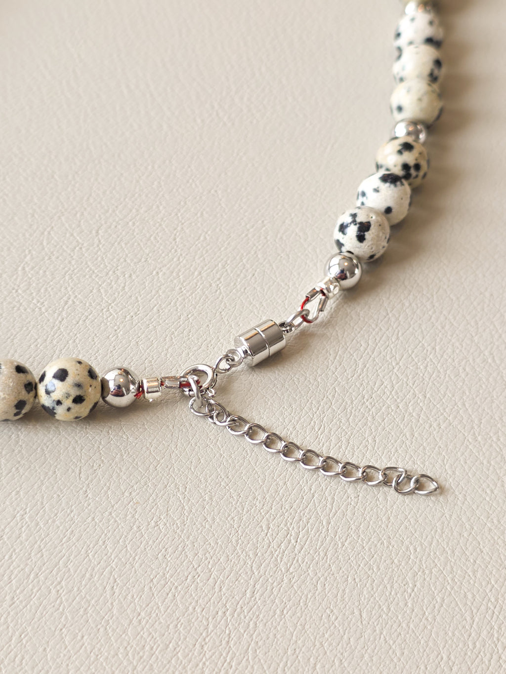 Close up view of stainless steel magnetic clasp
