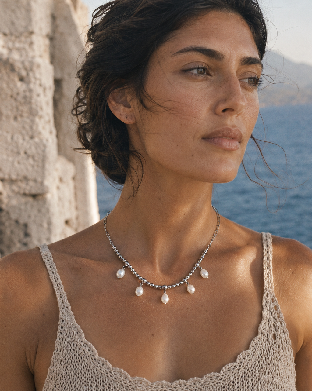 Freshwater Pearl & Silver Statement Necklace