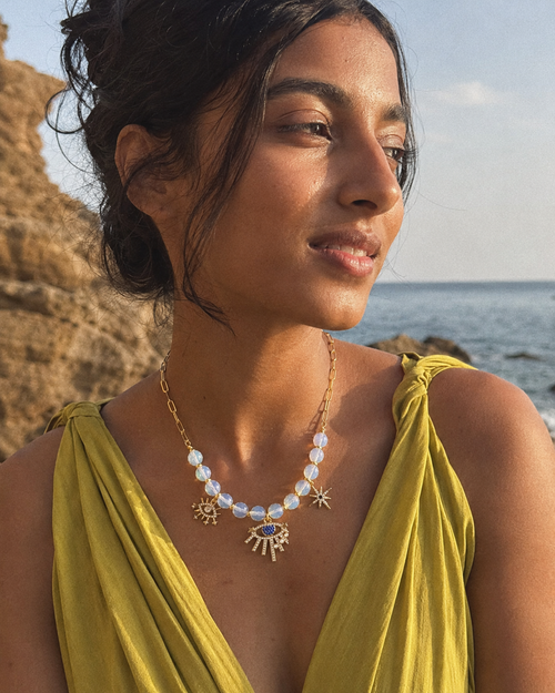 Celestial Opalite Gold Scoop Necklace