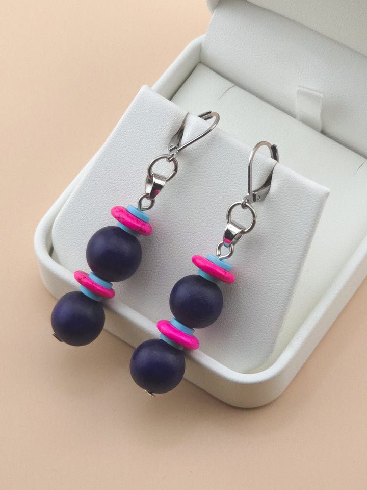 Navy Bauble Earrings