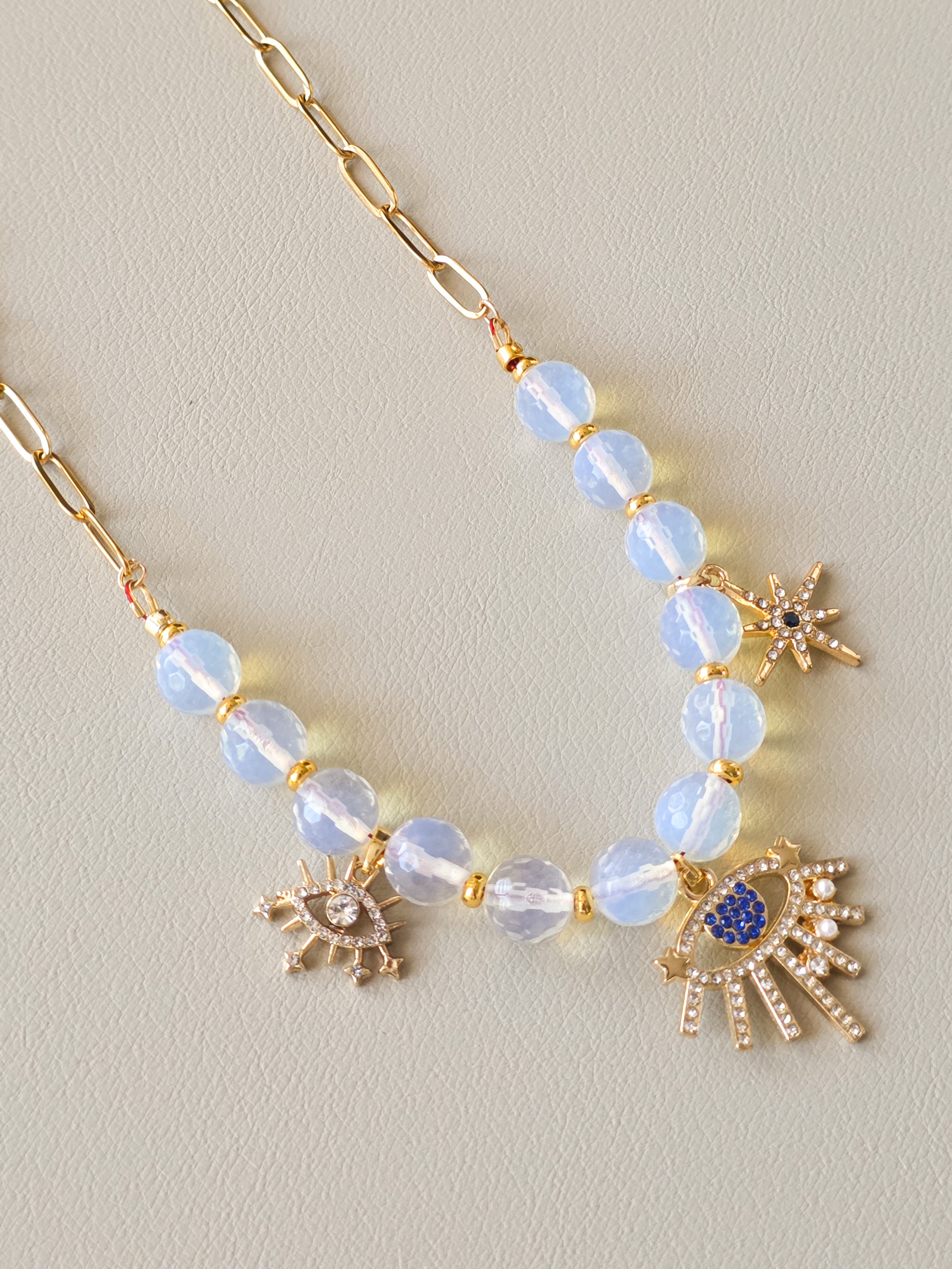 Celestial Opalite Gold Scoop Necklace