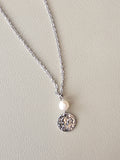 Silver Pearl Pendant Necklace