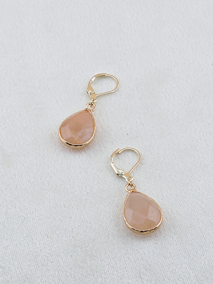 Gold-Filled Pink Aventurine Teardrop Earrings