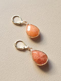 Gold Filled Pink Aventurine Teardrop Earrings
