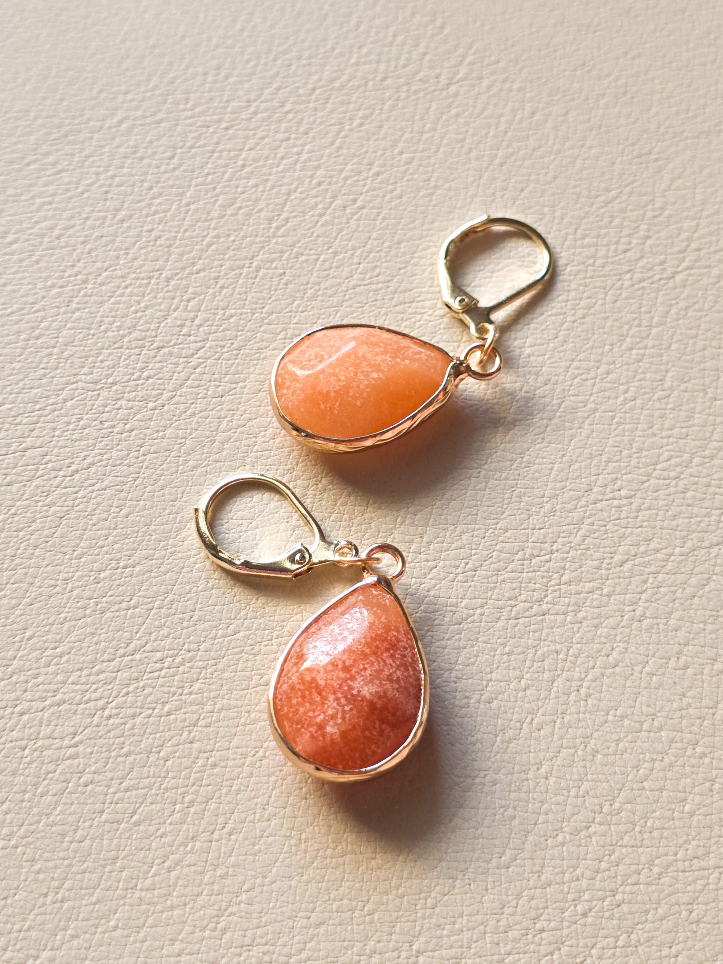 Gold Filled Pink Aventurine Teardrop Earrings