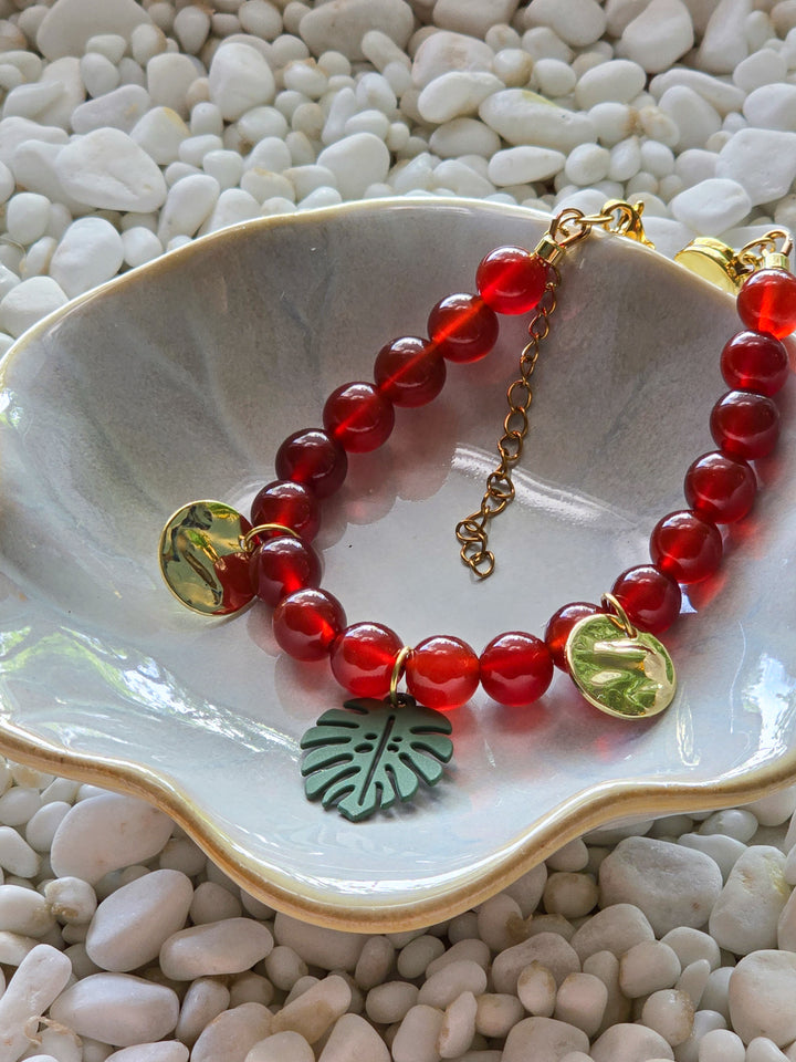 Carnelian Stone Charm Bracelet