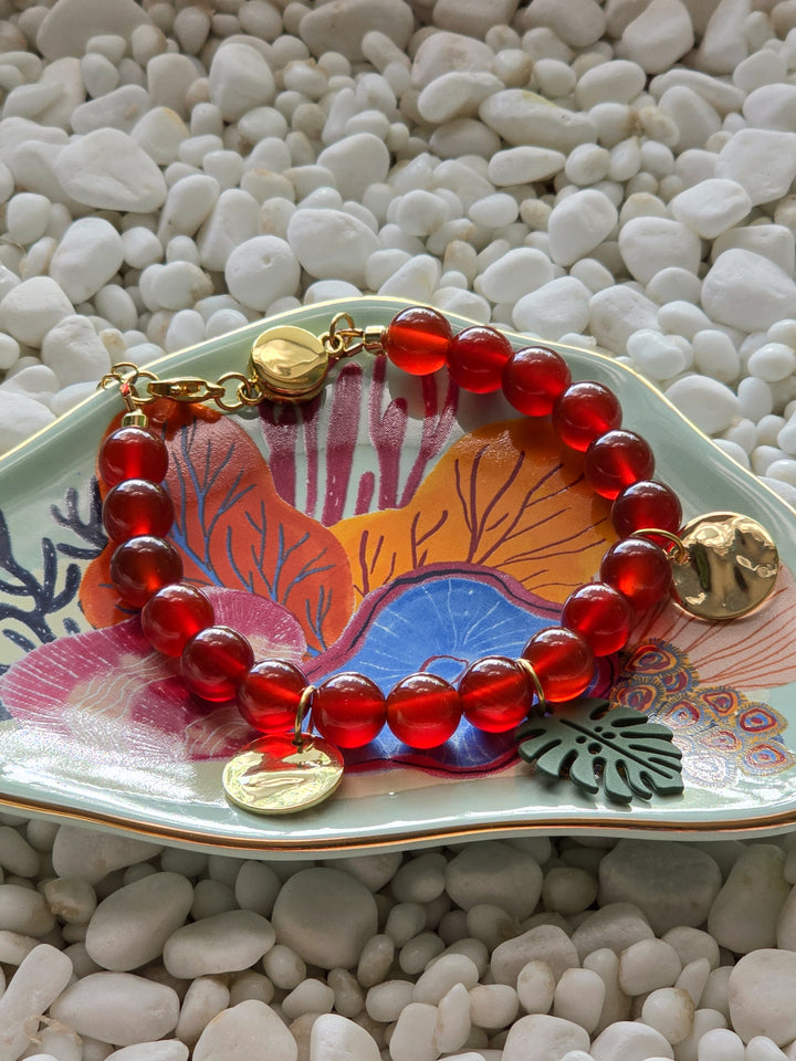 Carnelian Stone Charm Bracelet