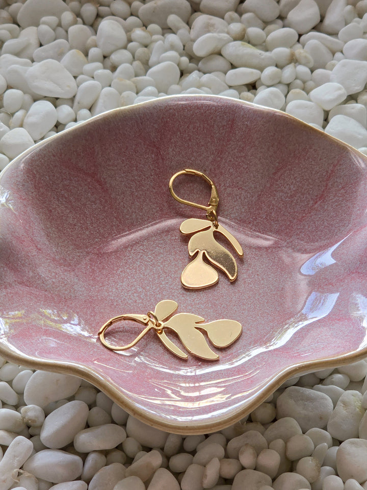 Brass Abstract Leaf Earrings