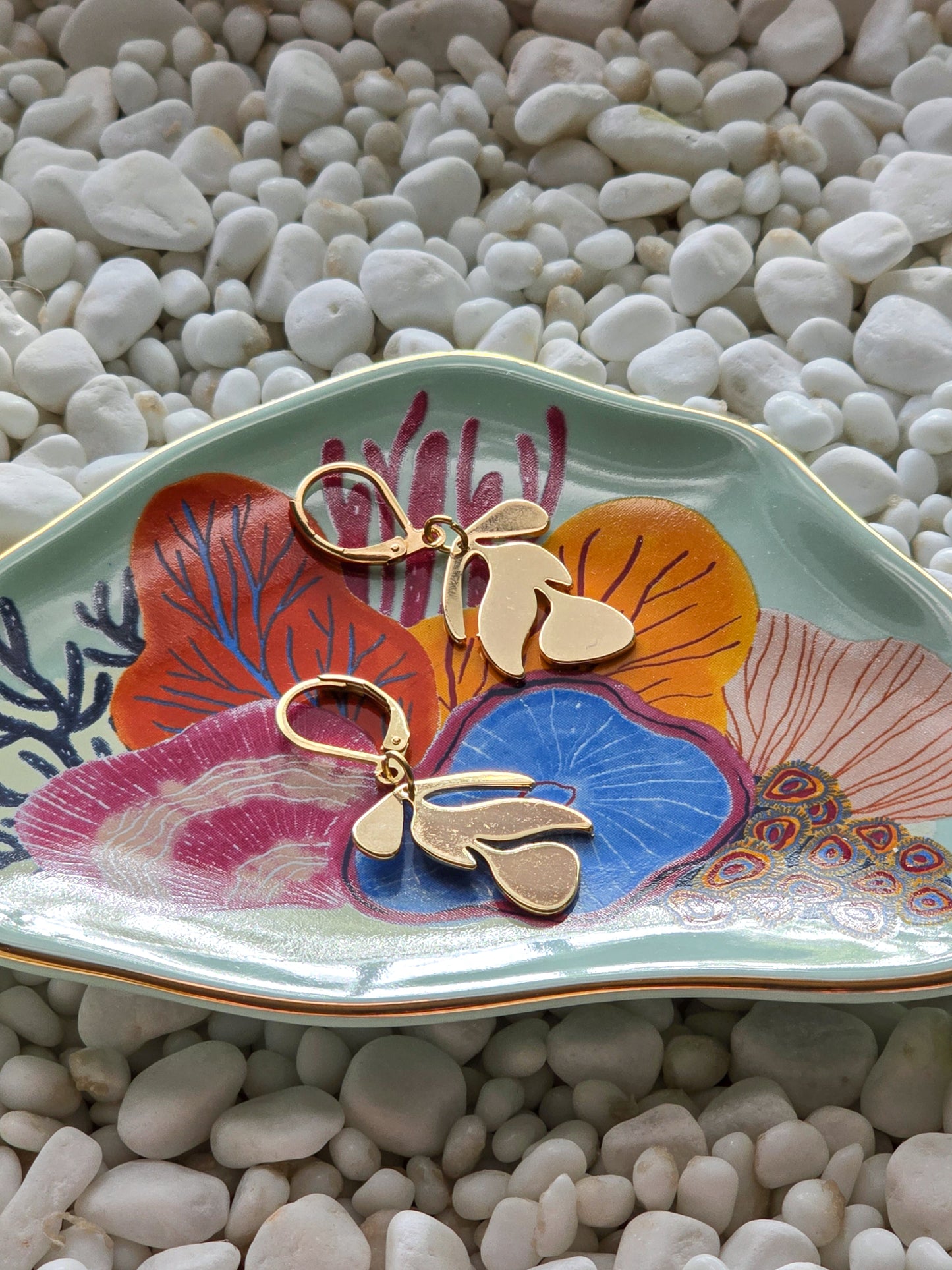 Brass Abstract Leaf Earrings