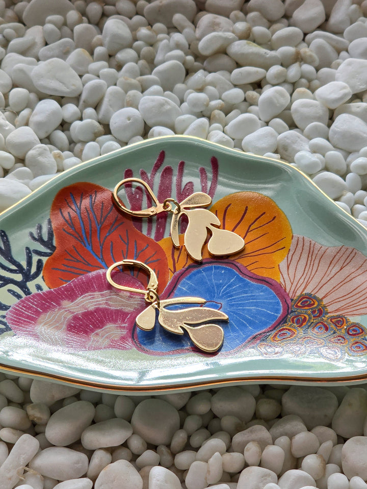 Brass Abstract Leaf Earrings