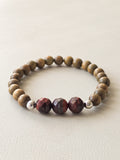 Red Tiger's Eye & Green Sandalwood Bracelet