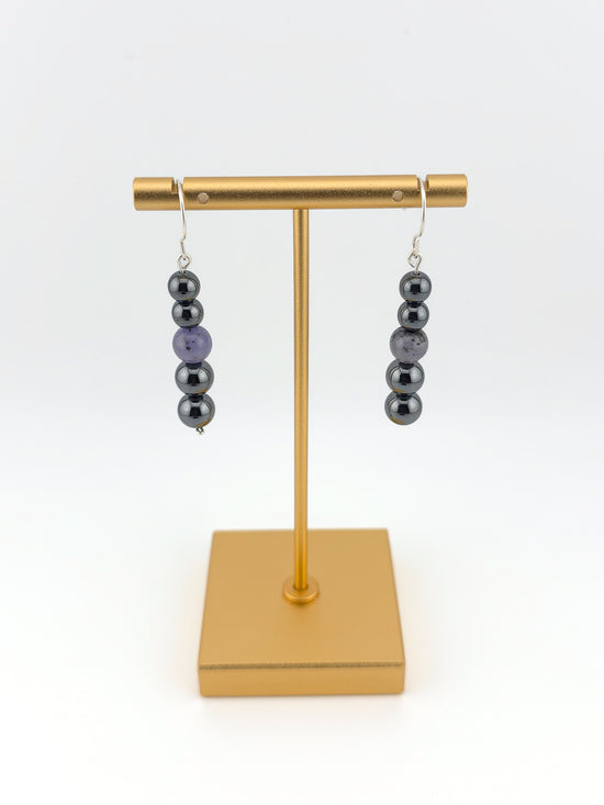 Tanzanite & Hematite Argentium Silver Earrings