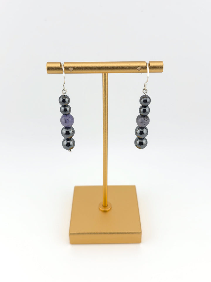 Tanzanite & Hematite Argentium Silver Earrings