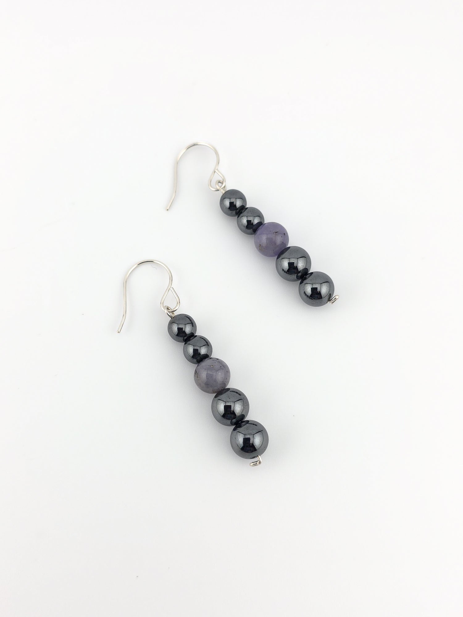 Tanzanite & Hematite Argentium Silver Earrings