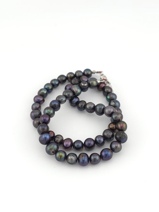 Peacock Baroque Pearl & Sterling Silver Necklace