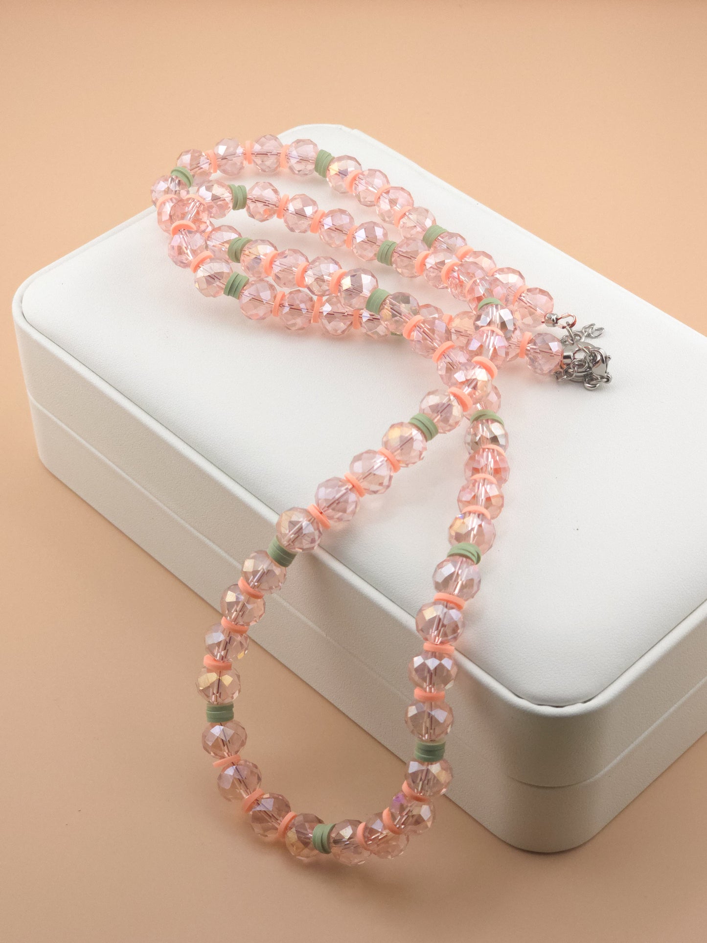 Sage and Pink Glass Necklace