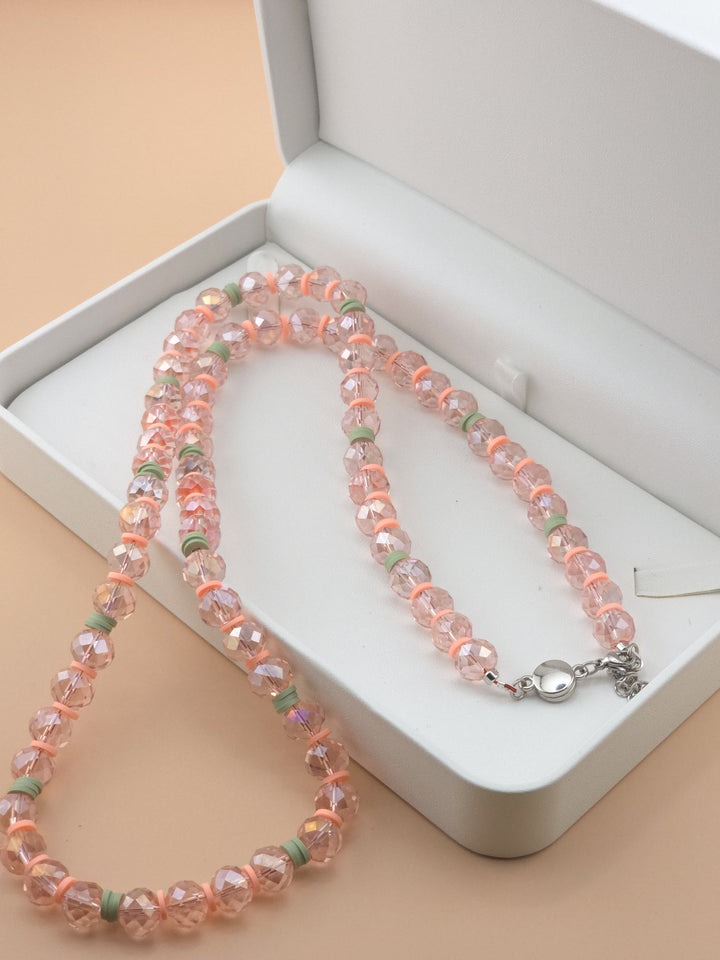 Sage and Pink Glass Necklace
