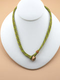 Stainless Steel Sage Green and Neon Stripe Paracord Necklace