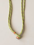Stainless Steel Sage Green and Neon Stripe Paracord Necklace