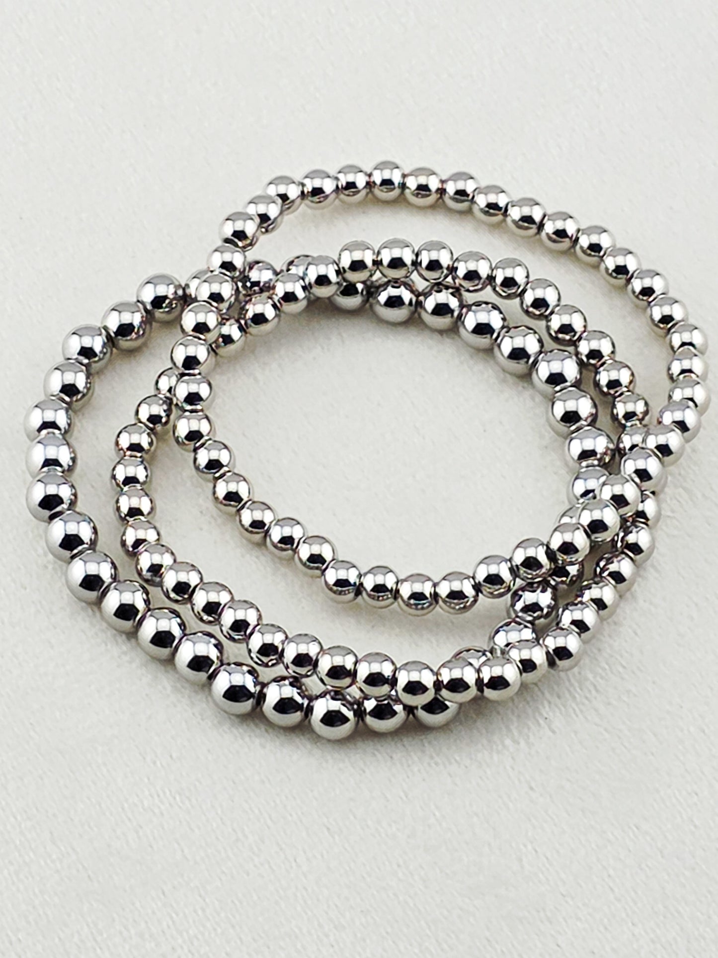 Silver-Filled 5mm Bead Stretch Bracelet