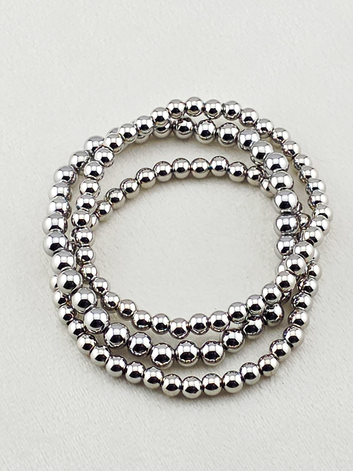 Silver-Filled 5mm Bead Stretch Bracelet