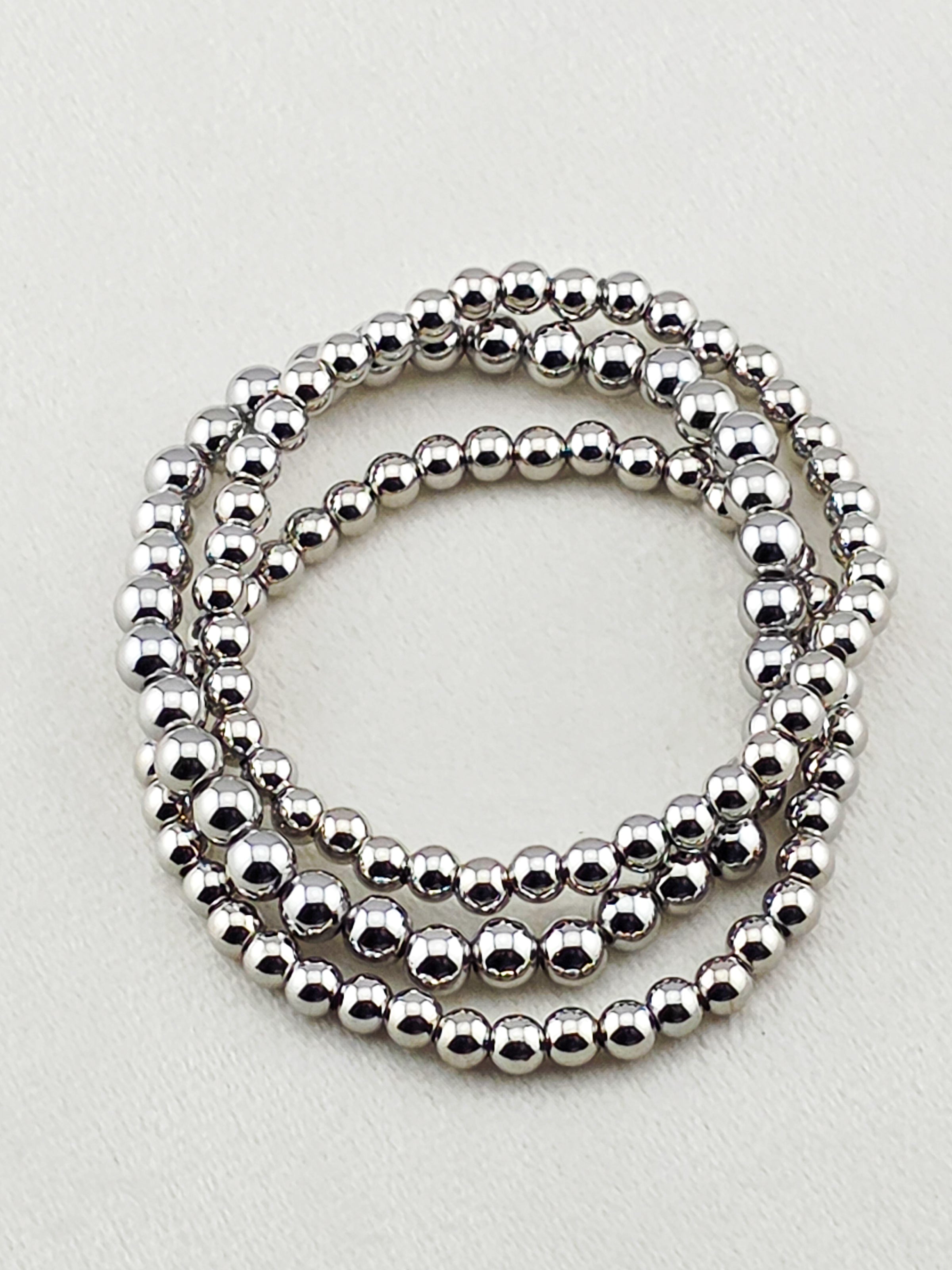 Silver-Filled 5mm Bead Stretch Bracelet
