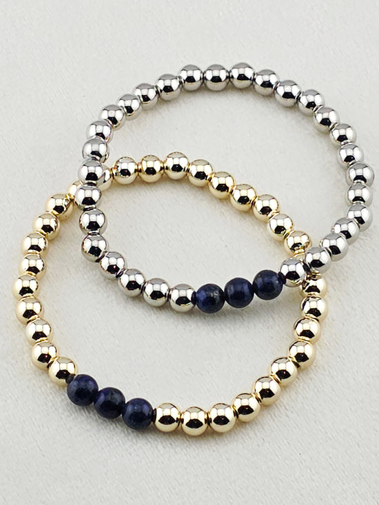 Gold-Filled Lapis Lazuli Beaded Bracelet