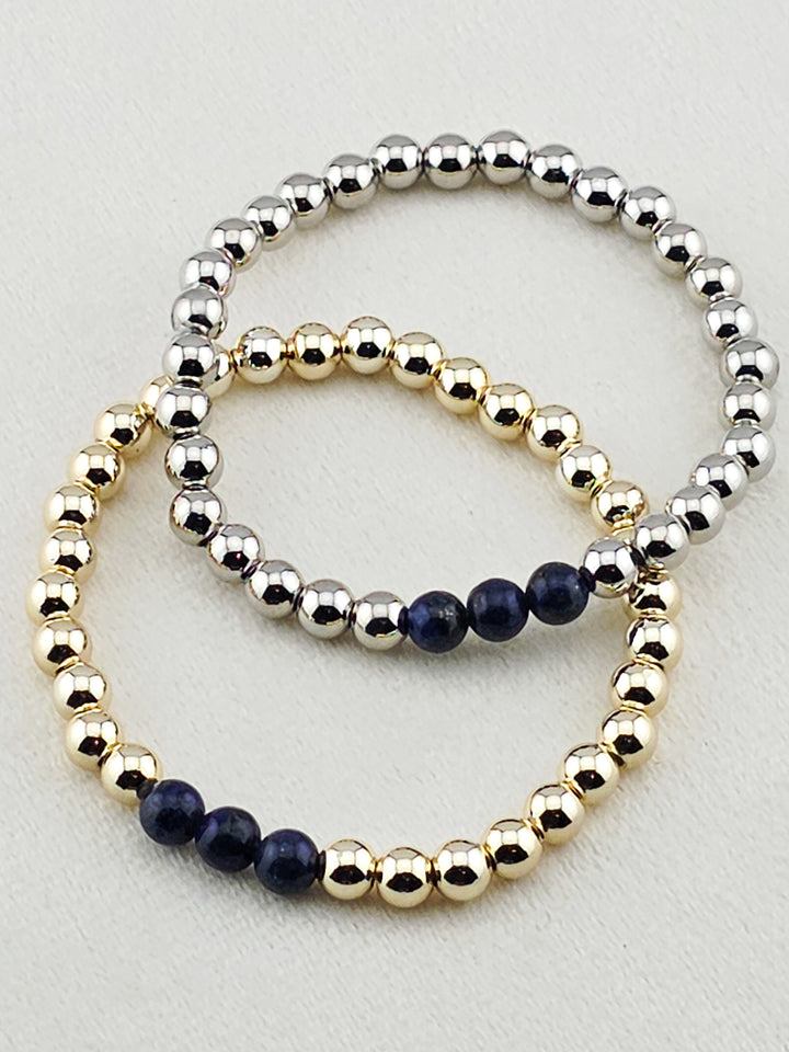 Gold-Filled Lapis Lazuli Beaded Bracelet