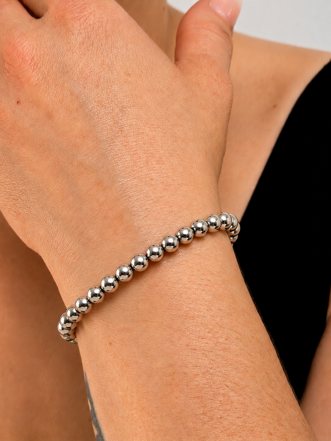 Silver Filled Beaded Stretch Bracelet (5mm)
