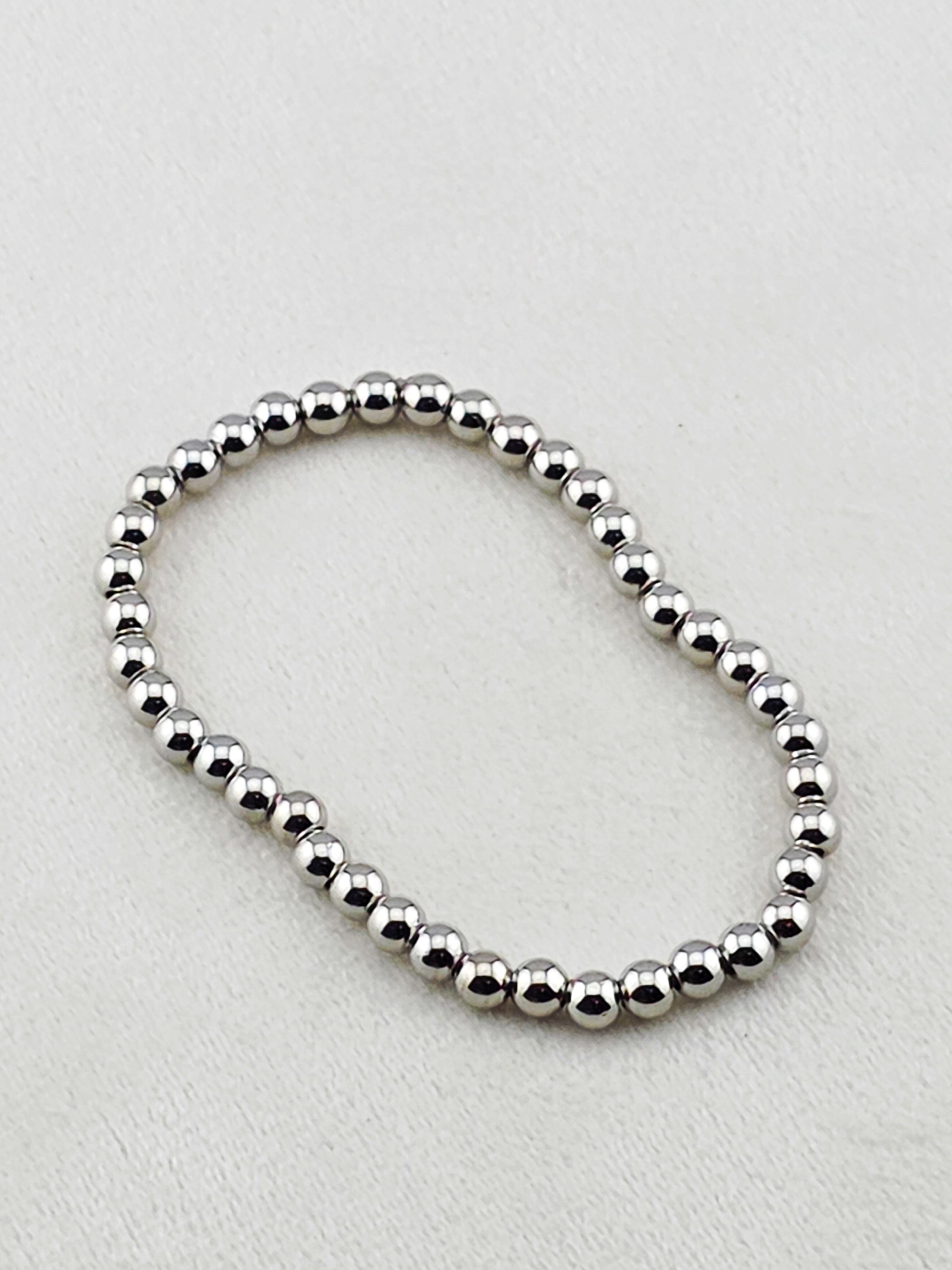 Silver-Filled 5mm Bead Stretch Bracelet